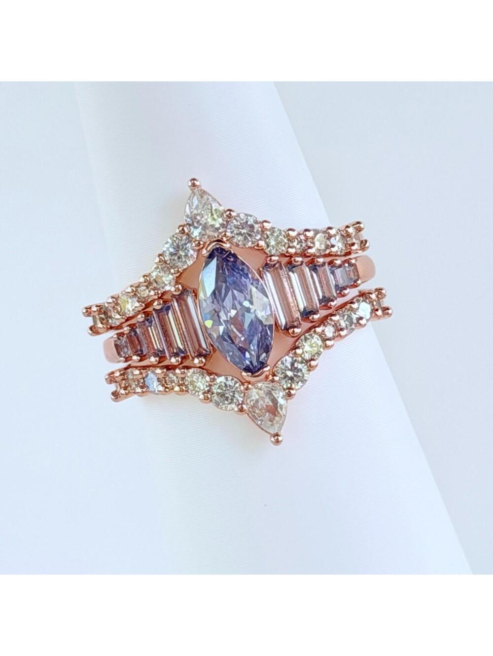 Bomb Party December 3 pc Ring Sz 9 "A Star is Revealed" Tanzanite on Rose Gold